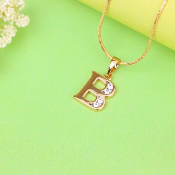 "Rose Gold Letter B Pendant with Crystals – 18K Gold Plated Charm, XPPT1351 - Picture 12 of 13